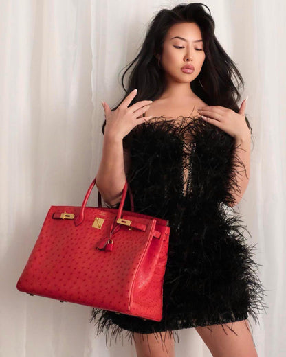 Hermes Birkin 40 Rouge Vif Ostrich with Gold Hardware - 1993, W Circle - image 17