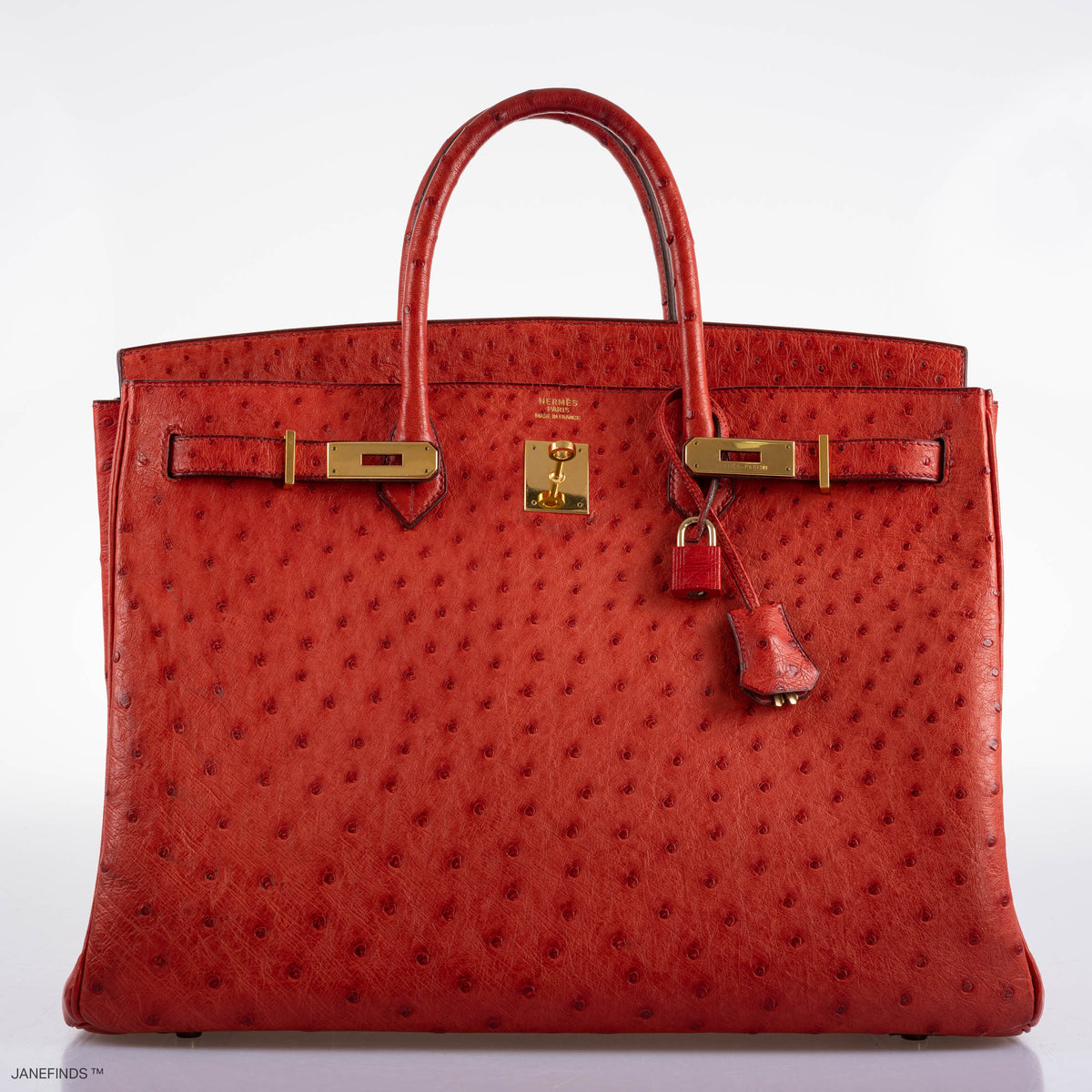Hermes Birkin 40 Rouge Vif Ostrich with Gold Hardware - 1993, W Circle - image 22