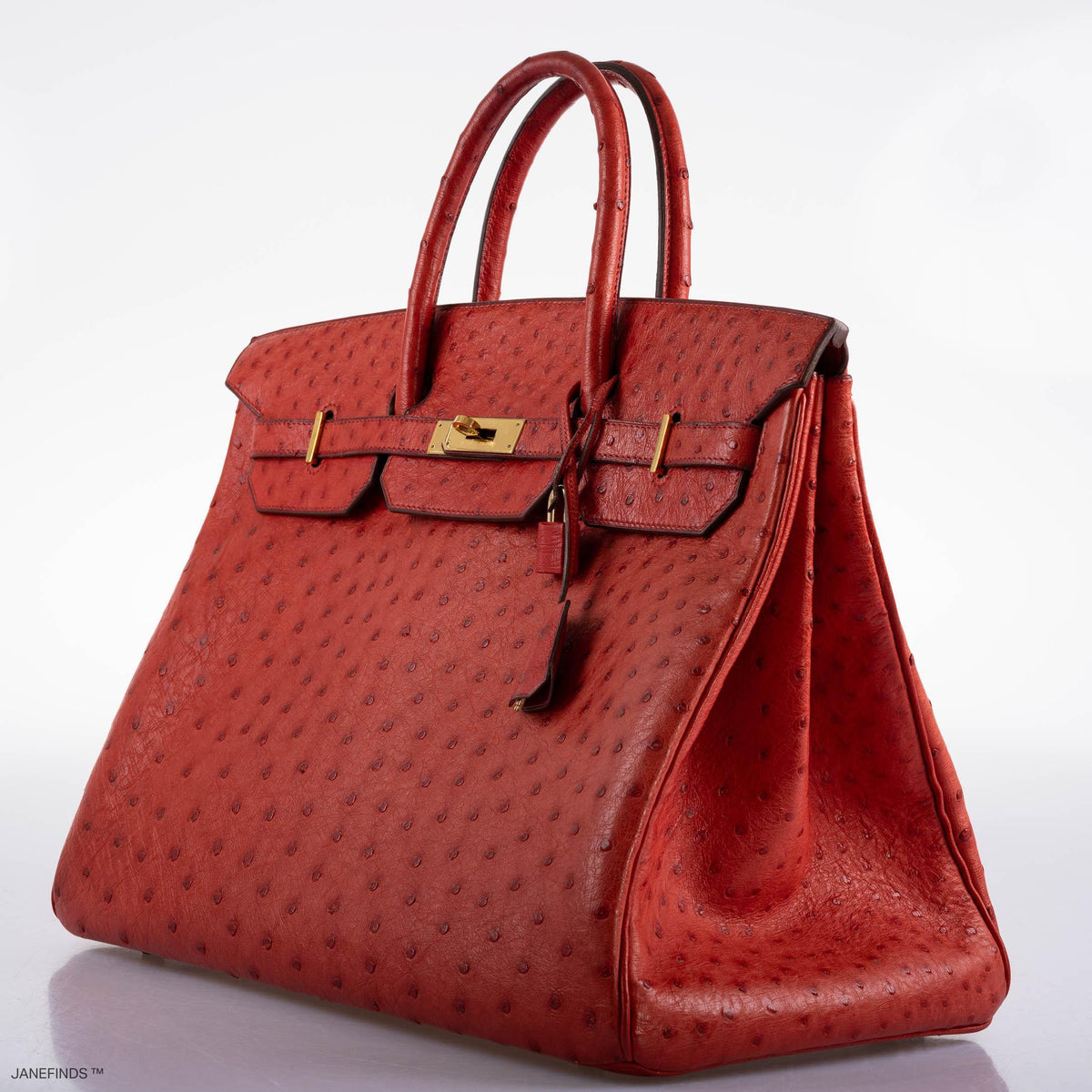 Hermes Birkin 40 Rouge Vif Ostrich with Gold Hardware - 1993, W Circle - image 2