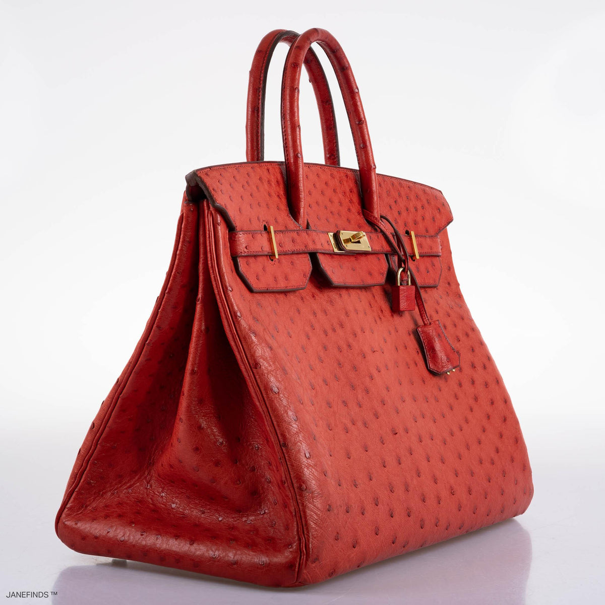 Hermes Birkin 40 Rouge Vif Ostrich with Gold Hardware - 1993, W Circle - image 3