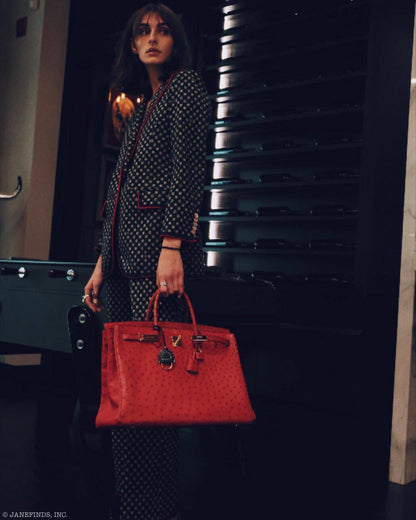 Hermes Birkin 40 Rouge Vif Ostrich with Gold Hardware - 1993, W Circle - image 6