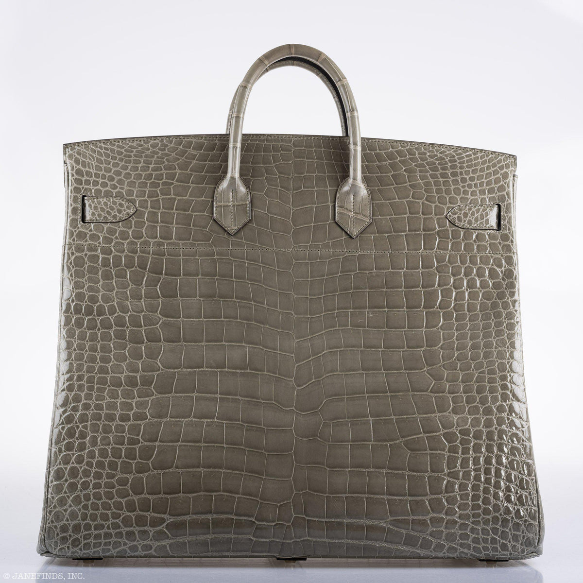 Hermes Birkin 50 HAC Gris Tourterelle Shiny Porosus Crocodile Palladium Hardware - image 5