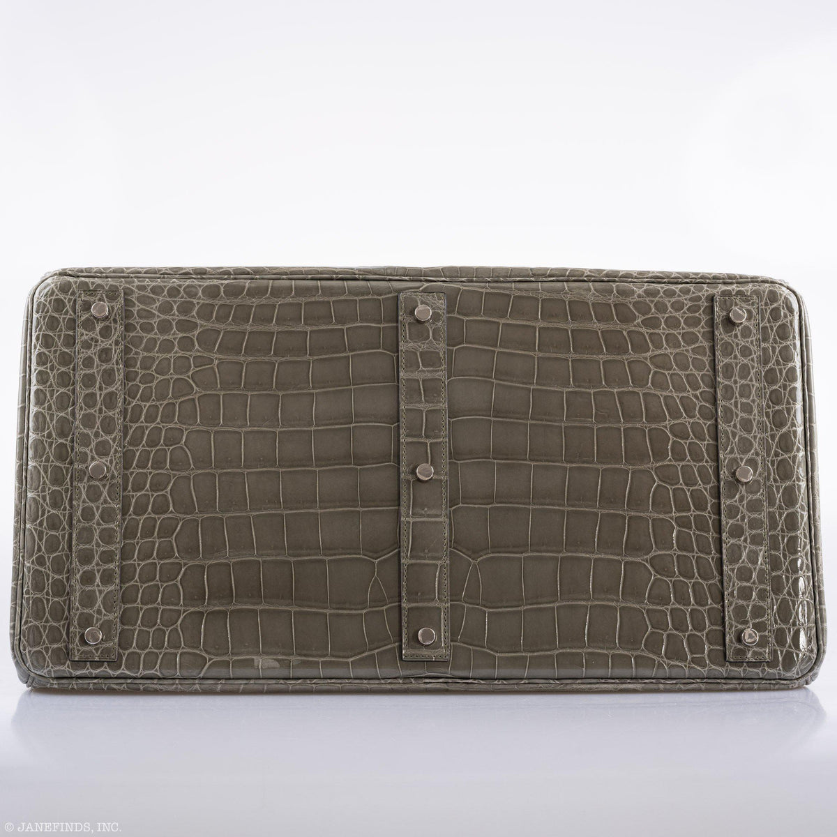 Hermes Birkin 50 HAC Gris Tourterelle Shiny Porosus Crocodile Palladium Hardware - image 6