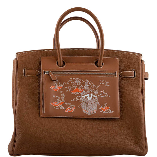 Hermès Birkin Pochette Backpocket Printed Gold Swift with Palladium Hardware - 2021, Z - photo 1