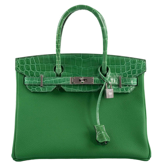 Hermes Birkin Touch 30 Bambou (Bamboo) Togo & Cactus Niloticus Crocodile Palladium Hardware - 2020, Y - image 1