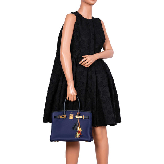 Hermes Birkin Touch 30 Bleu Encre Sombrero & Bleu Obscur Taurillon Clemence Gold Hardware - 2020, Y - image 2