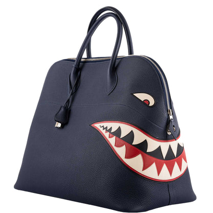 Hermes Bolide 40 Shark Indigo Blue Togo Unisex Bag Palladium Hardware - image 10