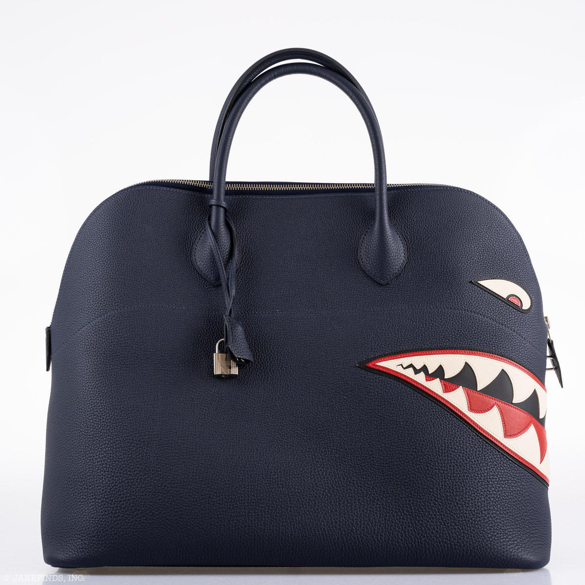 Hermes Bolide 40 Shark Indigo Blue Togo Unisex Bag Palladium Hardware - image 11