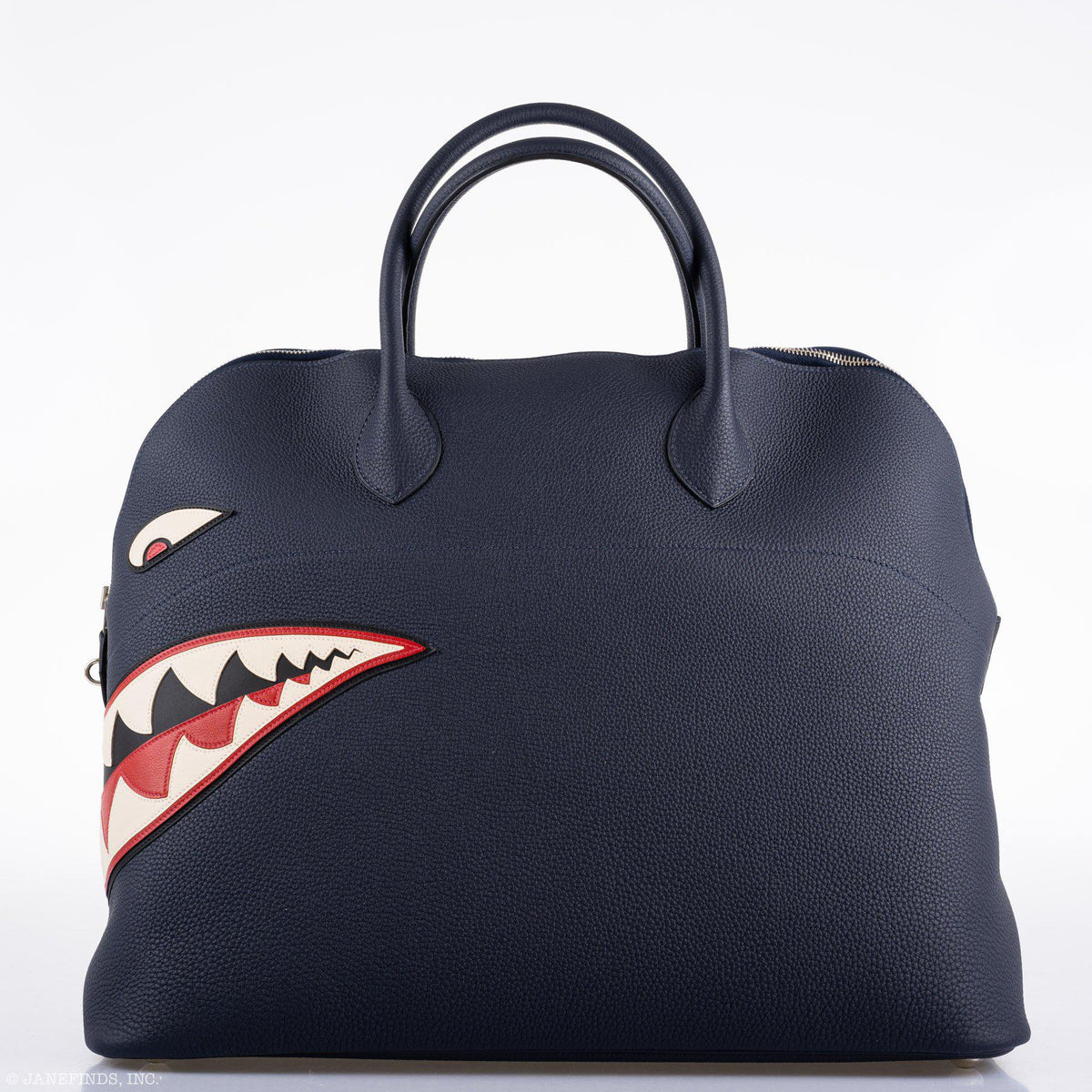 Hermes Bolide 40 Shark Indigo Blue Togo Unisex Bag Palladium Hardware - image 15