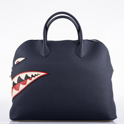 Hermes Bolide 40 Shark Indigo Blue Togo Unisex Bag Palladium Hardware - image 15