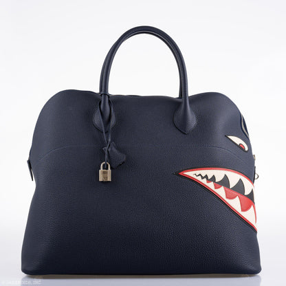 Hermes Bolide 40 Shark Indigo Blue Togo Unisex Bag Palladium Hardware - image 16