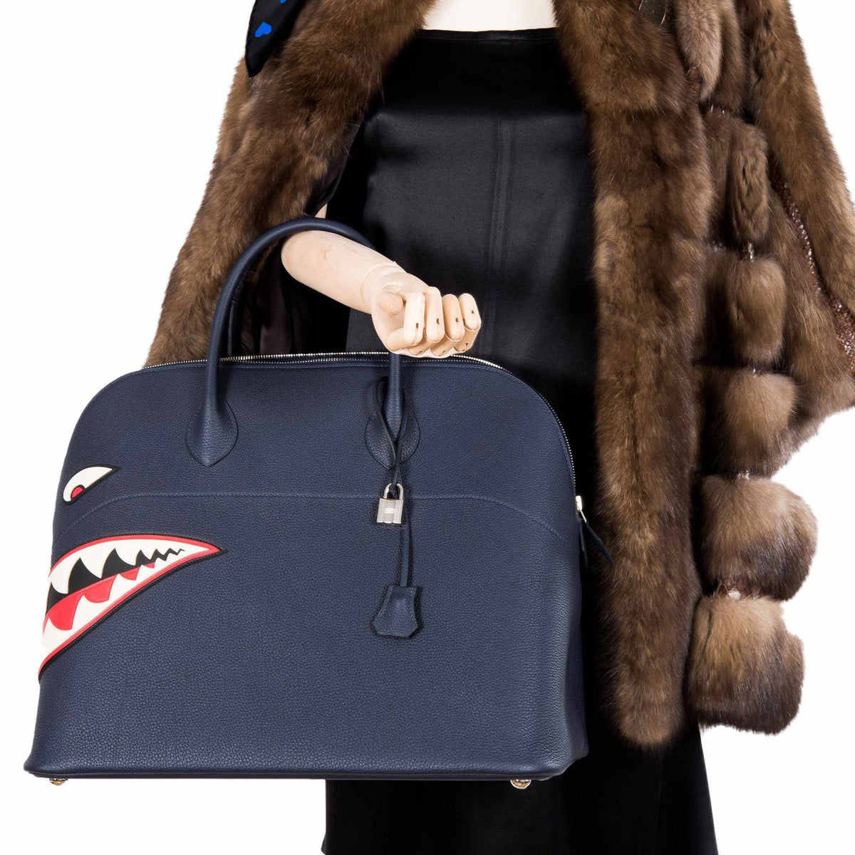 Hermes Bolide 40 Shark Indigo Blue Togo Unisex Bag Palladium Hardware - image 5