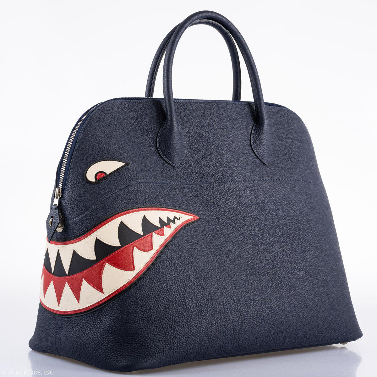 Hermes Bolide 40 Shark Indigo Blue Togo Unisex Bag Palladium Hardware - image 9