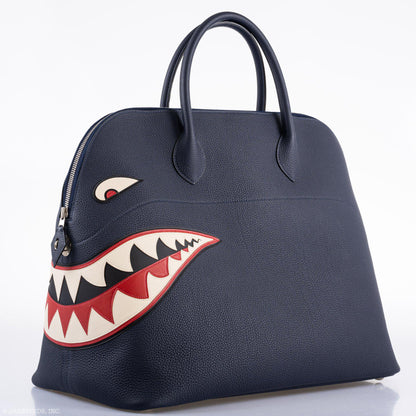 Hermes Bolide 40 Shark Indigo Blue Togo Unisex Bag Palladium Hardware - image 9