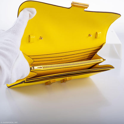 Hermès Constance Long to Go Wallet Citron Ostrich Gold Hardware - 2020, Y - photo 3