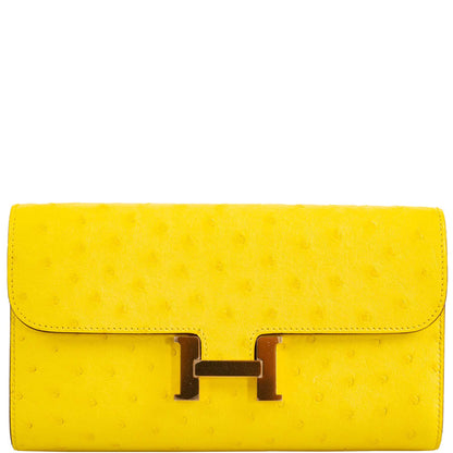 Hermès Constance Long to Go Wallet Citron Ostrich Gold Hardware - 2020, Y - photo 6
