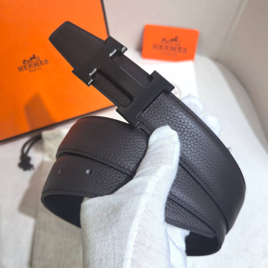 Hermès Constance Reversible H Belt 32mm - Chocolate Togo/Black Box - Matte Black PVD - photo 1