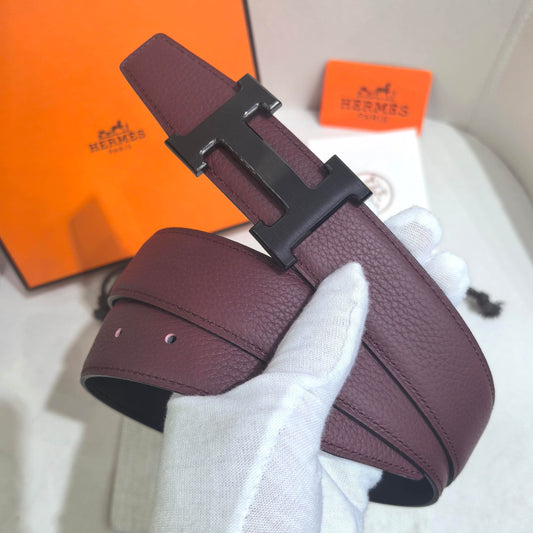 Hermès Constance Reversible H Belt 32mm - Rouge H Togo/Black Box - Matte Black PVD - photo 1