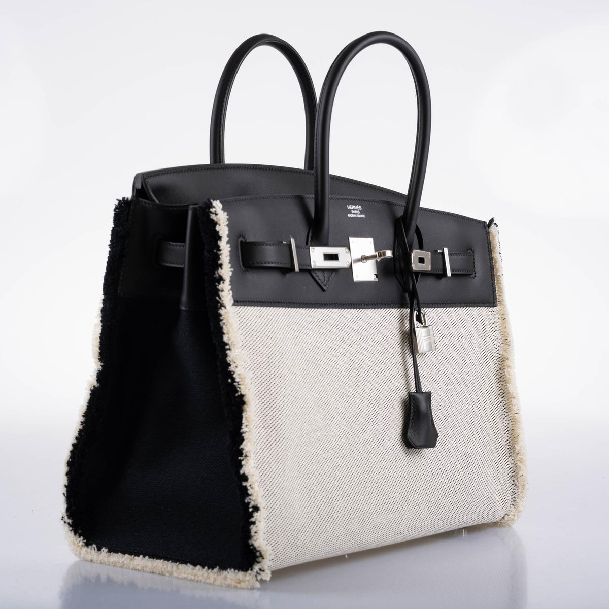 Hermès Fray Fray Birkin 35 Black Swift & Toile H with Palladium Hardware - 2021, Z - photo 3