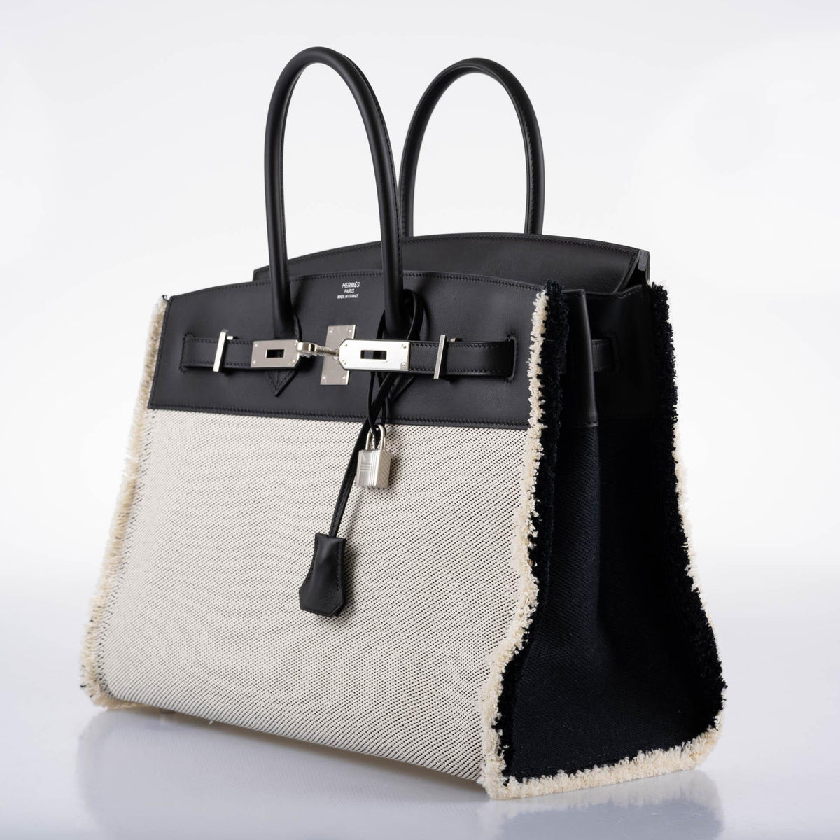 Hermès Fray Fray Birkin 35 Black Swift & Toile H with Palladium Hardware - 2021, Z - photo 4