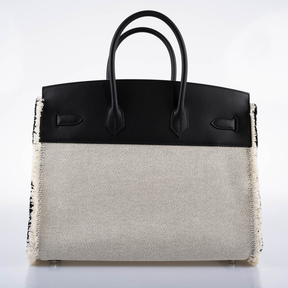 Hermès Fray Fray Birkin 35 Black Swift & Toile H with Palladium Hardware - 2021, Z - photo 5
