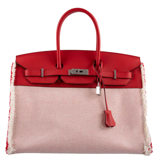 Hermès Fray Fray Birkin 35 Rouge de Cour Swift & Toile H with Palladium Hardware - 2021, Z - photo 1
