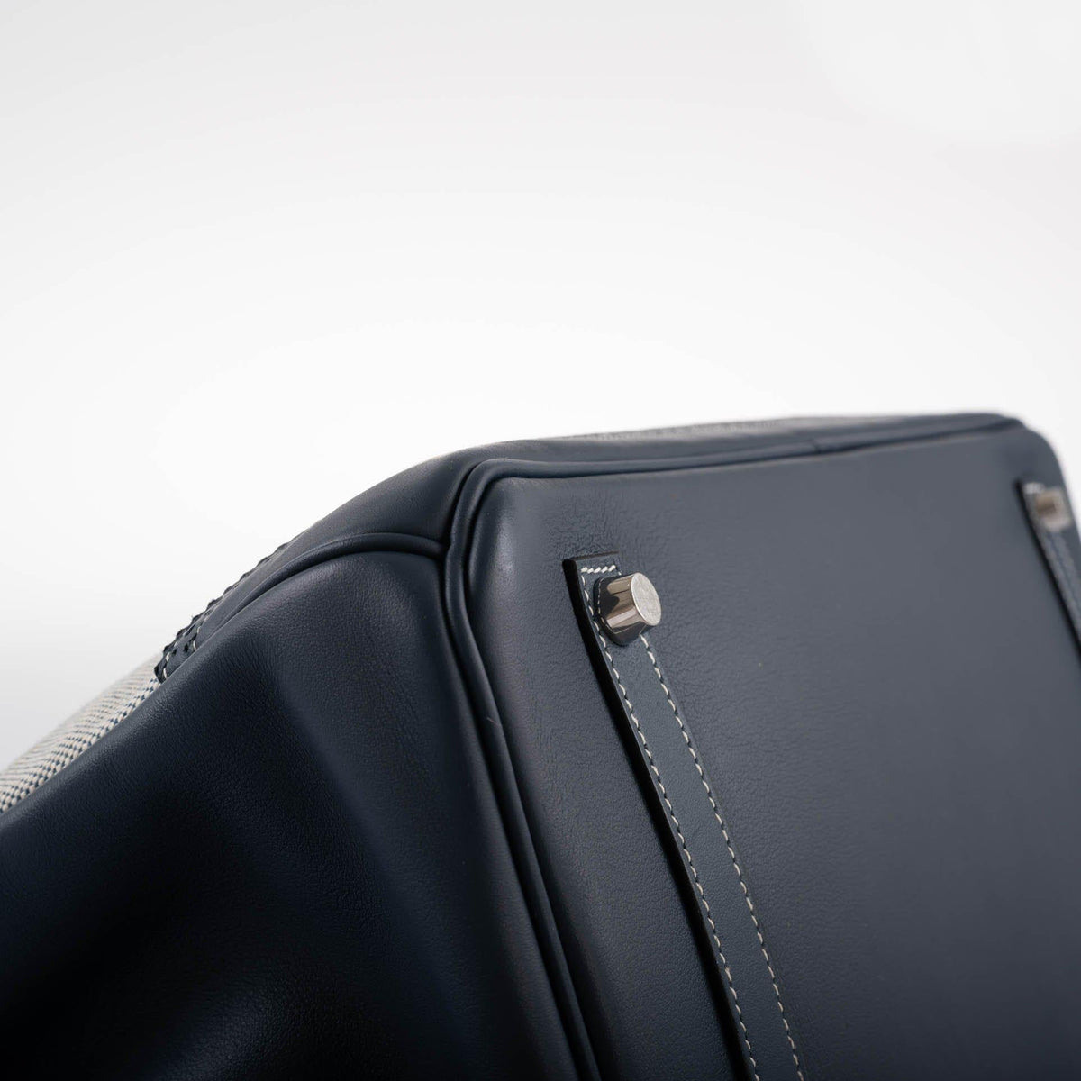 Hermès Ghillies Birkin 35 Blue de Prusse Swift & Toile with Palladium Hardware - 2014, R Square - photo 10