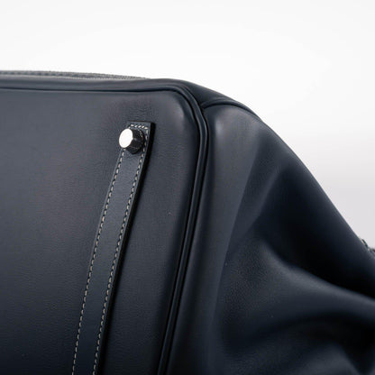Hermès Ghillies Birkin 35 Blue de Prusse Swift & Toile with Palladium Hardware - 2014, R Square - photo 11
