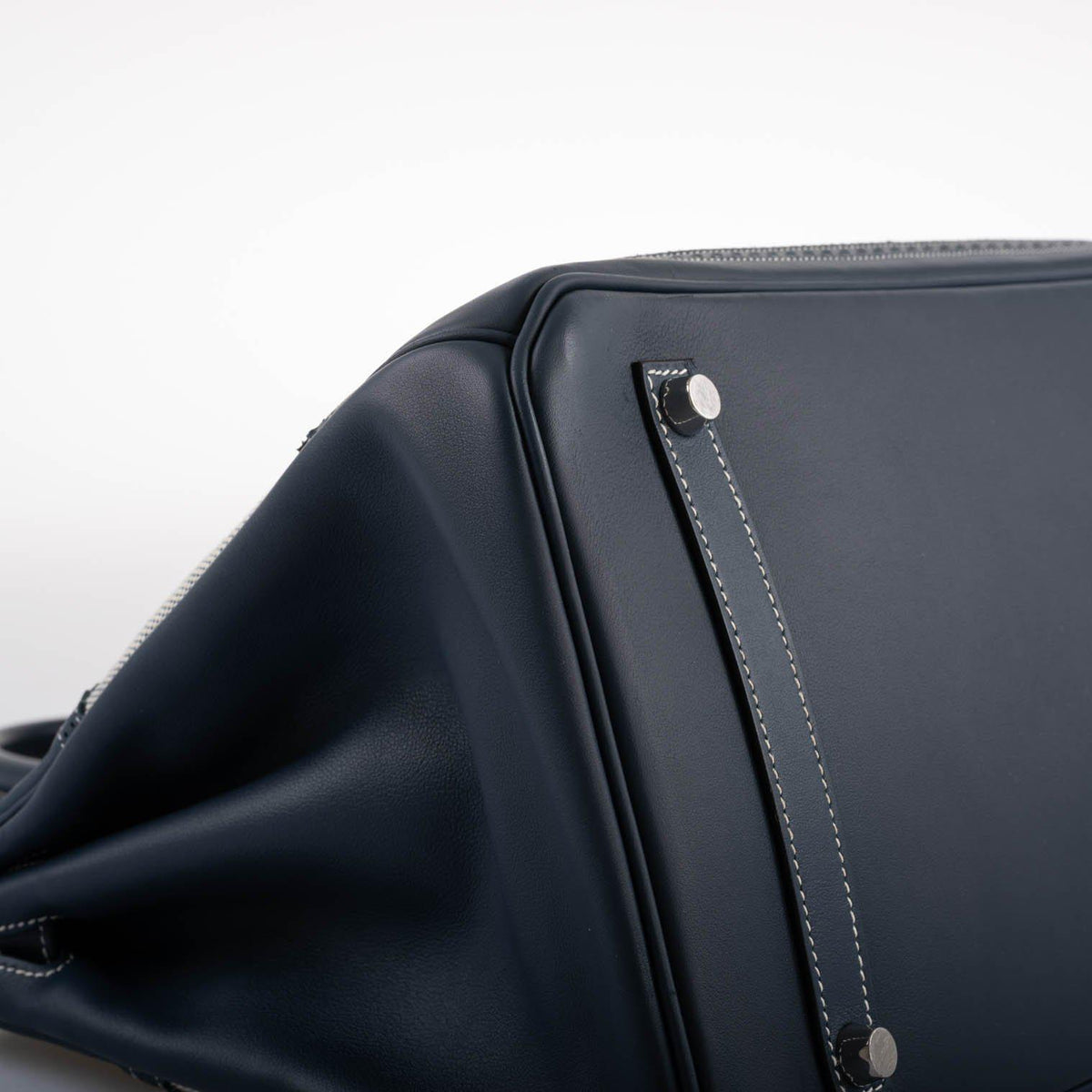 Hermès Ghillies Birkin 35 Blue de Prusse Swift & Toile with Palladium Hardware - 2014, R Square - photo 12