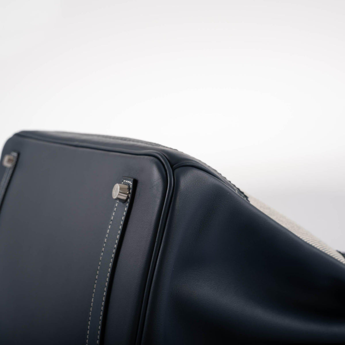 Hermès Ghillies Birkin 35 Blue de Prusse Swift & Toile with Palladium Hardware - 2014, R Square - photo 9