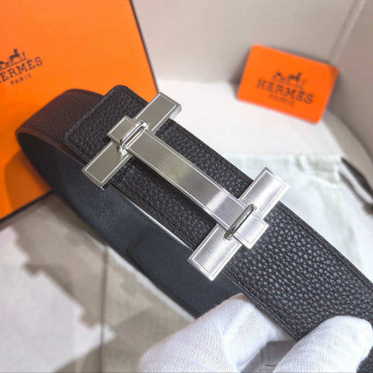 Hermès H au Carre Belt Buckle & Reversible Leather Strap 32 mm - All Black Edition - photo 3