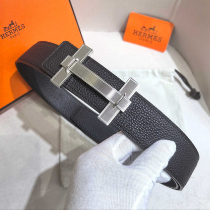 Hermès H au Carre Belt Buckle & Reversible Leather Strap 32 mm - All Black Edition - photo 4