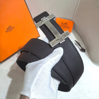 Hermès H au Carre Belt Buckle & Reversible Leather Strap 32 mm - All Black Edition - photo 1