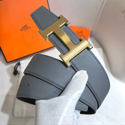 Hermès H au Carre Belt Buckle & Reversible Leather Strap 32 mm - Etain Grey & Black - photo 1