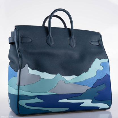 Hermès HAC Birkin 50 "Endless Road" Limited, Bleu de Prusse Togo Palladium Hardware - 2019, D - photo 10