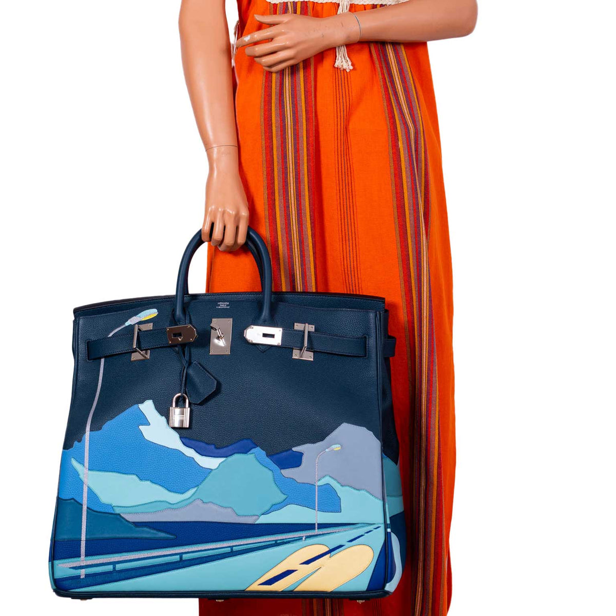 Hermès HAC Birkin 50 "Endless Road" Limited, Bleu de Prusse Togo Palladium Hardware - 2019, D - photo 2