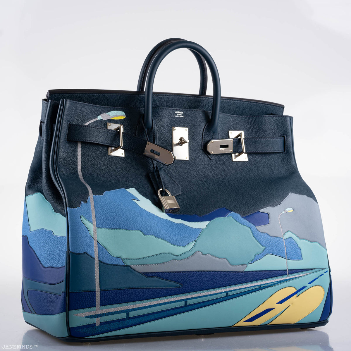Hermès HAC Birkin 50 "Endless Road" Limited, Bleu de Prusse Togo Palladium Hardware - 2019, D - photo 3