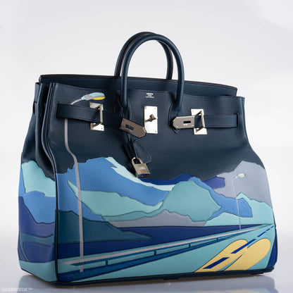 Hermès HAC Birkin 50 "Endless Road" Limited, Bleu de Prusse Togo Palladium Hardware - 2019, D - photo 3