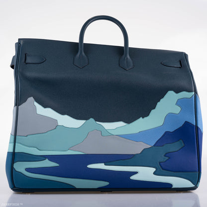 Hermès HAC Birkin 50 "Endless Road" Limited, Bleu de Prusse Togo Palladium Hardware - 2019, D - photo 7