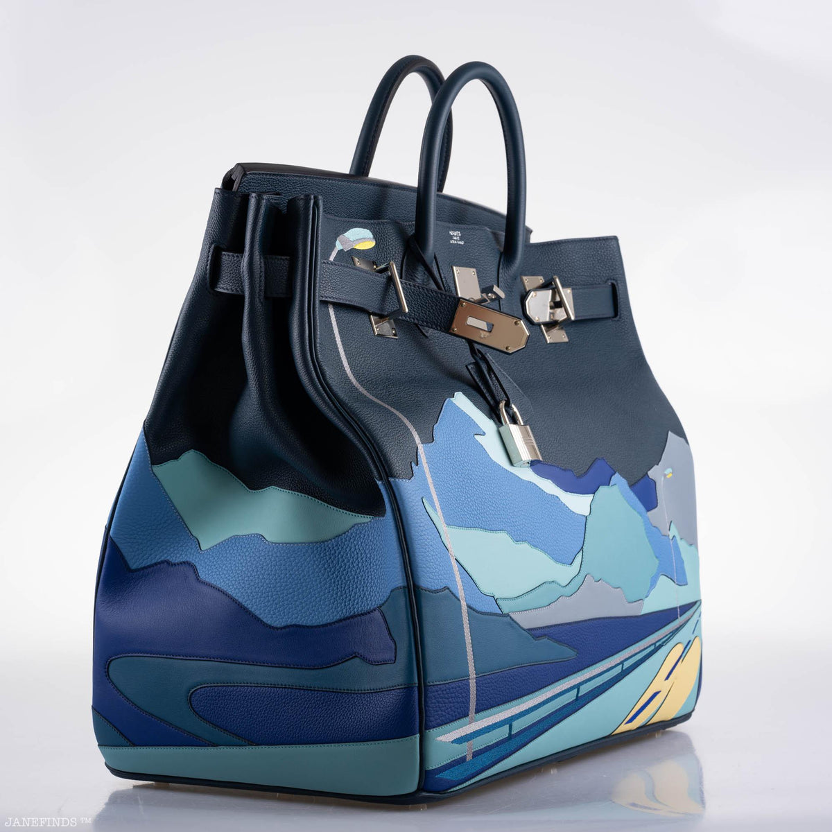 Hermès HAC Birkin 50 "Endless Road" Limited, Bleu de Prusse Togo Palladium Hardware - 2019, D - photo 8