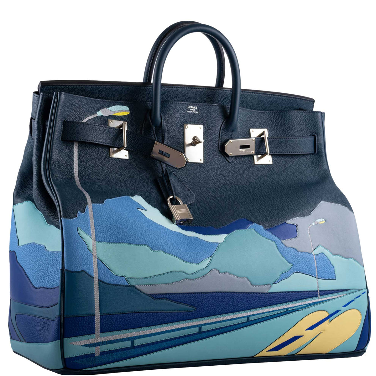 Hermès HAC Birkin 50 "Endless Road" Limited, Bleu de Prusse Togo Palladium Hardware - 2019, D - photo 1