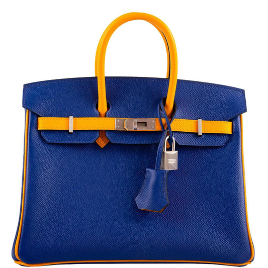 Hermes HSS Birkin 25 Jaune D’Or & Blue Electric Epsom Brushed Palladium Hardware - 2018, C - image 1