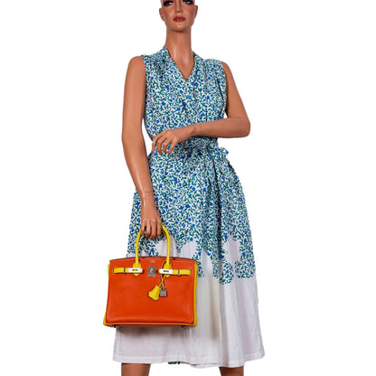 Hermès HSS Birkin 30 Feu & Lime Epsom with Brushed Palladium Hardware - 2013, Q Square - photo 2