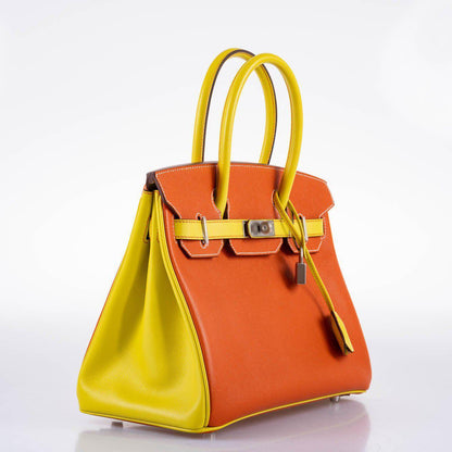 Hermès HSS Birkin 30 Feu & Lime Epsom with Brushed Palladium Hardware - 2013, Q Square - photo 3