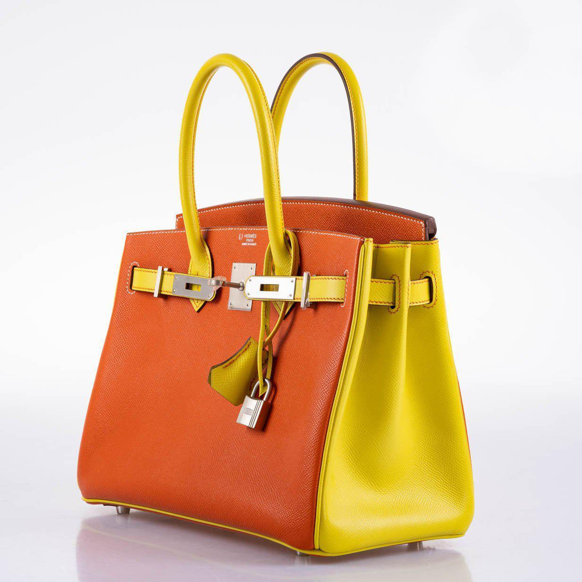 Hermès HSS Birkin 30 Feu & Lime Epsom with Brushed Palladium Hardware - 2013, Q Square - photo 5