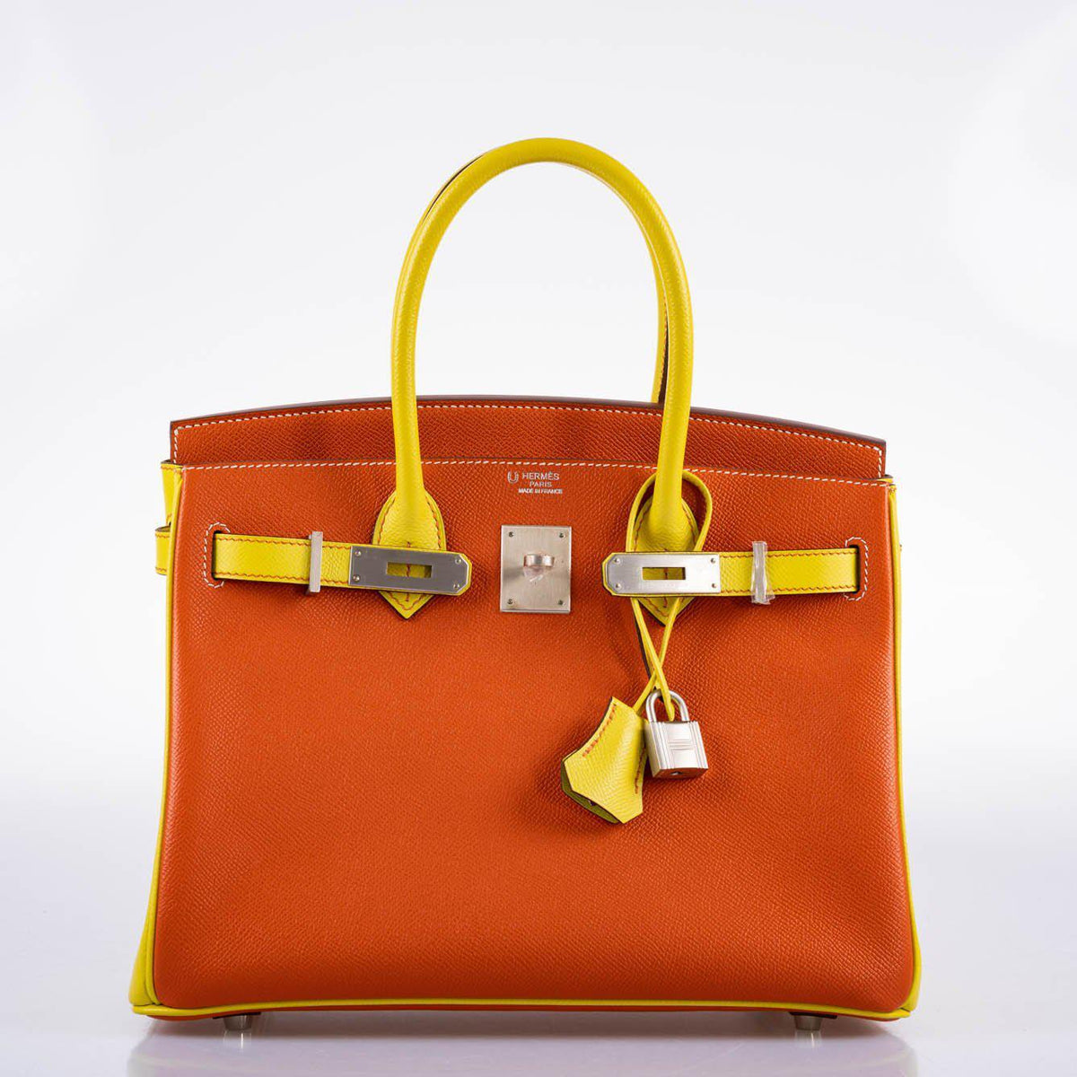 Hermès HSS Birkin 30 Feu & Lime Epsom with Brushed Palladium Hardware - 2013, Q Square - photo 6