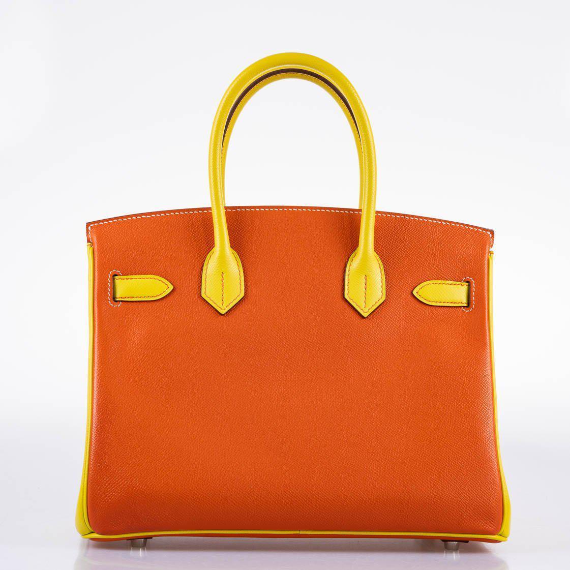 Hermès HSS Birkin 30 Feu & Lime Epsom with Brushed Palladium Hardware - 2013, Q Square - photo 7