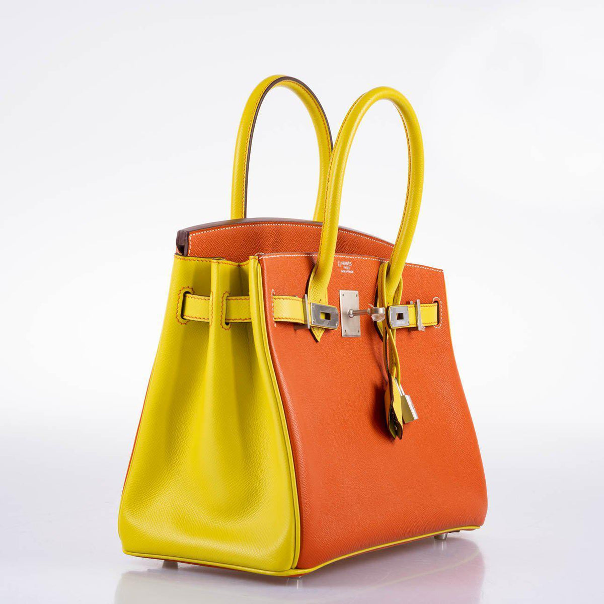Hermès HSS Birkin 30 Feu & Lime Epsom with Brushed Palladium Hardware - 2013, Q Square - photo 8
