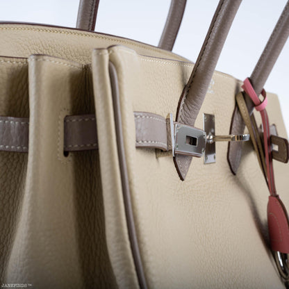Hermes HSS Birkin 35 Parchemin & Etoupe Epsom with Palladium Hardware - 2010, N Square - image 11