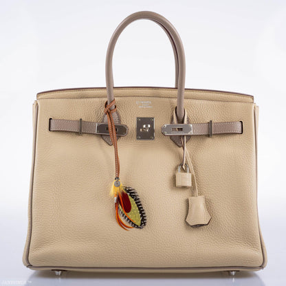 Hermes HSS Birkin 35 Parchemin & Etoupe Epsom with Palladium Hardware - 2010, N Square - image 16